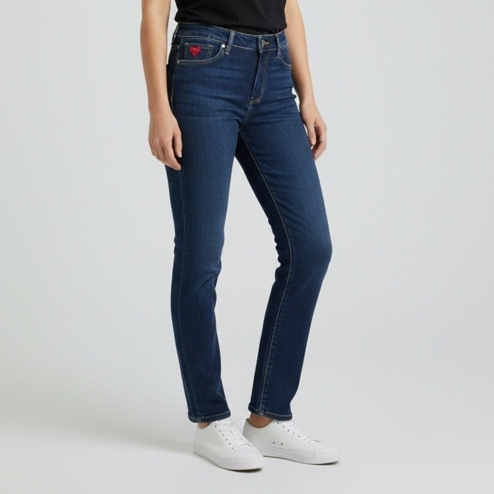 Fragile Blue Jeans Womens Size 7 Dark Wash Contrast Stitch Straight Leg Denim
